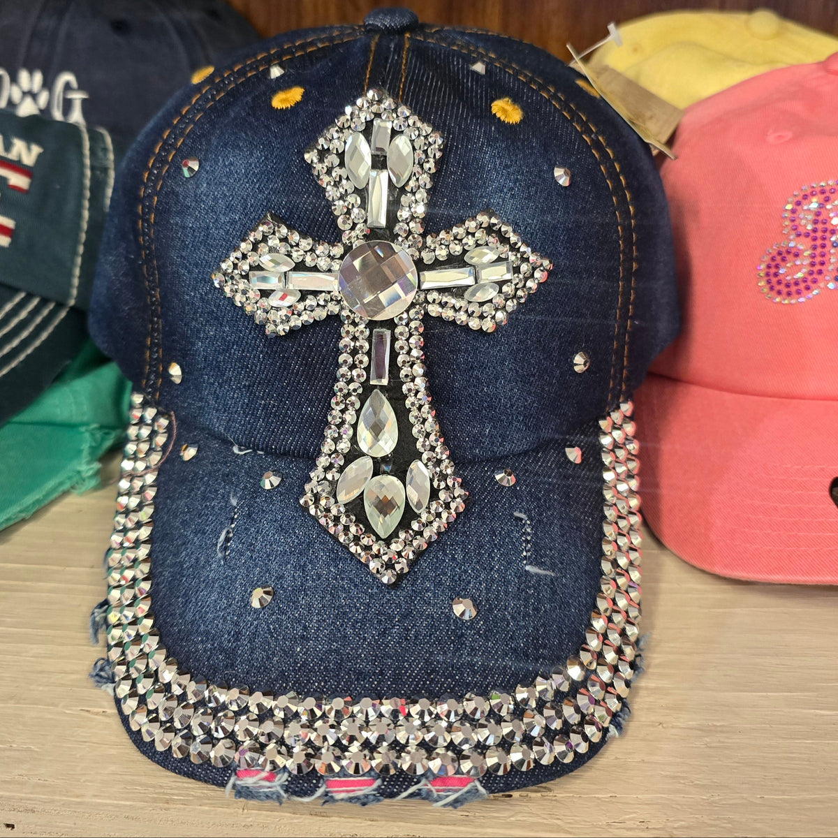 baseball cap - Cross blinged Blue Jean style – Lola display picture 1