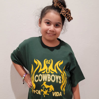 KIDS-Cowboys Por Vida Tshirts - Green