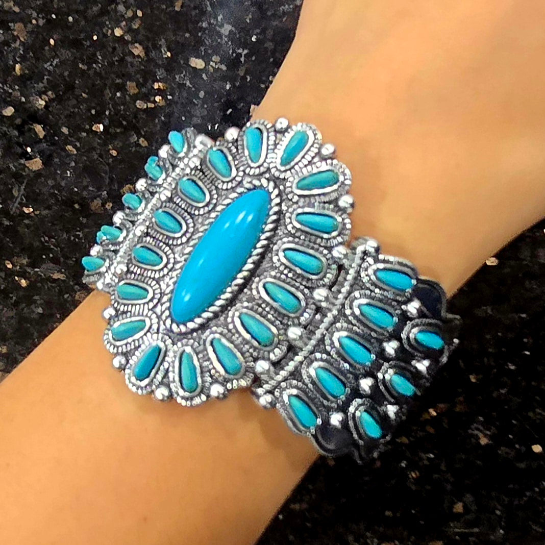 Bracelet - western stretch turqoiuse – Lola's Boutique