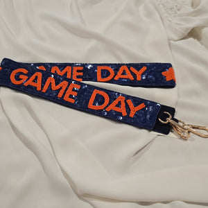 Strap Blue and Orange   - Beaded Sequin shoulder bag strap