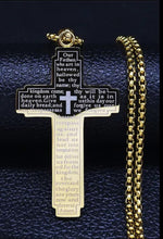 Cross engraved with "our father prayer" GOLD