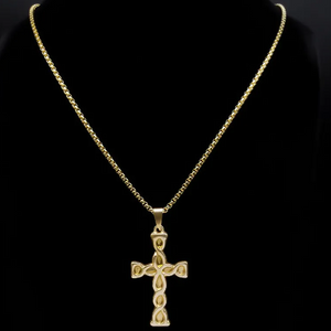 Cross old rugged necklace GOLD