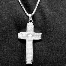 Cross engraved with "our father prayer" SILVER