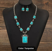 necklace - Southwestern Turquois Set w earrings rectangle