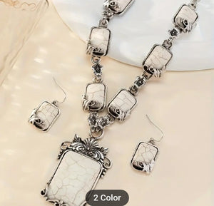 necklace - Southwestern Ivory Set w earrings rectangle