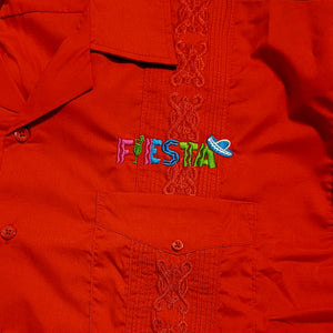 Guayabera Fiesta Embroidered Shirt - Red